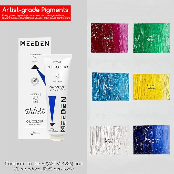 MEEDEN Oil Painting Kit, Painting Sets with Sketch Easel Box, Professional Art Paint Supplies Kit with Paint Brushes, Palette Knives, Canvases for Painting Supplies for Adults