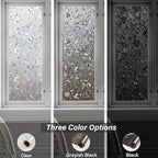 LEMON CLOUD Window Film, Decorative Window Privacy Film, Window Film Privacy Static Cling Frosted, Anti-UV Sun Blocker Heat Control for Home(Grayish Black, 23.6 x 78.7 inches)