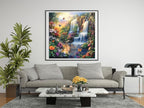 14ct Counted Stamped Cross Stitch Kits for Adults Mountain Waterfall Flowers Printed Cross Stitch Patterns Art Crafts Cross Stitch Supplies (Waterfall Mountain)