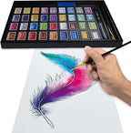 Shimmer Watercolor Paint Set, 12 Colors Glitter Metallic Watercolour Painting Sets, Solid Pearl Water Color Paints for Artists, Amateur Hobbyists and Painting (36 Colors)