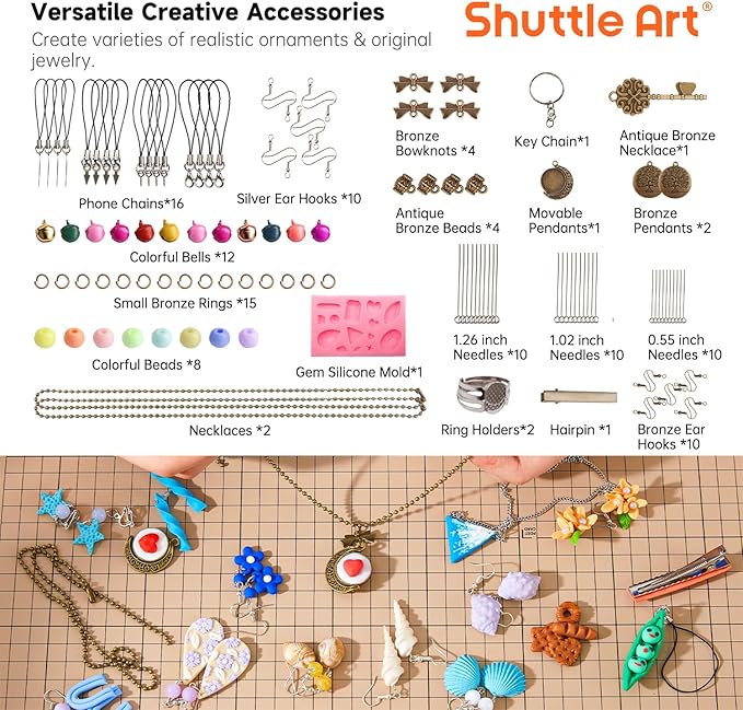 Shuttle Art Polymer Clay Kit - 60 Colors, 19 Tools, and 16 Accessories - Non-Toxic and Non-Sticky DIY Crafts for Kids and Adults