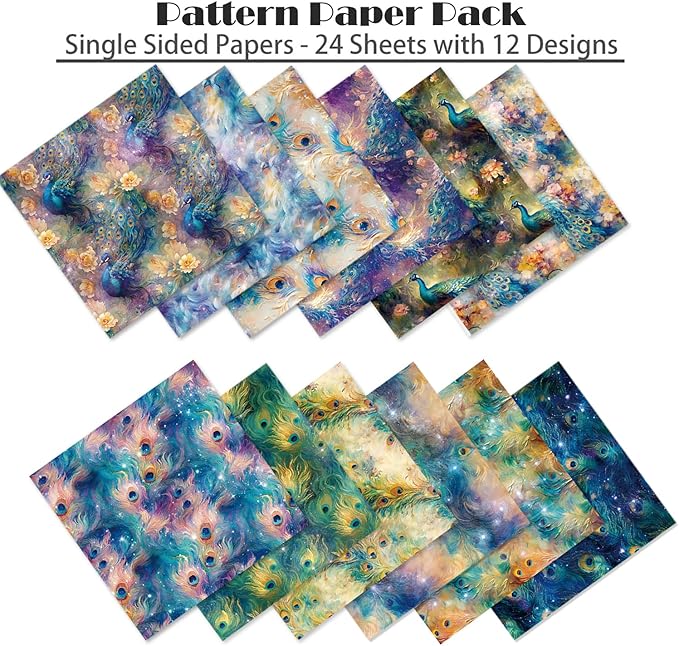 YASMEN Scrapbook Paper Pad 6x6, Patterned Cardstock, Single-Sided Decopodge, DIY Decorative Craft Paper, Scrapbooking Junk Journal Gift Card Making Supplies - 24 Sheets