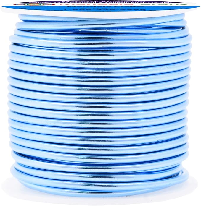 Mandala Crafts 12 Gauge Anodized Aluminum Craft Wire for Jewelry Making - 60 FT Colored Flexible Ice Blue Wire - Bendable for Bonsai Armature Crafting Sculpting