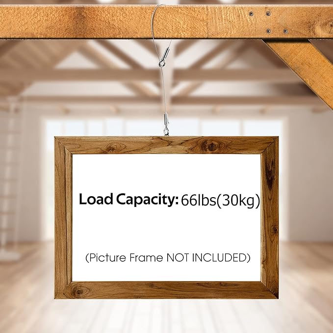 2Pcs Adjustable Picture Hanging Wire Kit,Heavy Duty Stainless Steel Rope 2m x 1.5mm for Hanging Mirrors,Frame,Lamps,Billboards,Basket Flowerpot,Holds Up to 66lbs(30kg)