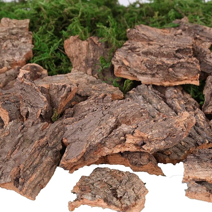 BYHER Fake Moss for Crafts, Assorted Treebark Fairy Garden Accessories Green Moss for Decorating, Tree Bark for Crafts, Terrarium, Floral Arrangements (Forest Green)