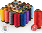 50 Pcs 25Color Sewing Machine Thread & Prewound Bobbins Size A, 500 Yard Thread for Sewing Machine, Sewing Threads for Sewing Machine Hand DIY Beginners, Stitching, Home