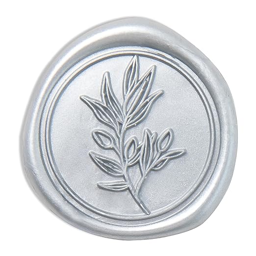 PONATIA Silver Wax Seal Stickers -50pcs Eucalyptus Self- Adhesive Wedding Seal Stickers, Perfect for Invitation Cards, Envelopes, Christmas Cards, Gift Wrapping, Party Decor