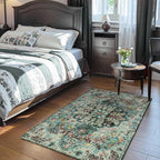 Lahome Bohemian Floral Medallion Area Rug - 3x5 Washable Bedroom Rug Entryway Mat, Non Slip Pet Friendly Turkish Nursery Carpet for Kitchen Sink Camper Couch Living Dining Room Office Hardwood