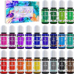 Alcohol Ink Set - 22 Colors x 0.35oz Alcohol Based Ink for Epoxy Resin Painting, Resin Petri Dish Making - Concentrated Alcohol Paint Color Dye for Resin Art, Coaster, Yupo, Tumbler Making - 10ml Each