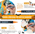 12 Colors Waterproof Dual Tip Acrylic Paint Pens, Dot & Fine Tip Premium Coloring Drawing Markers Set for Wood, Rock Painting, Canvas, Glass, Ceramic Surfaces and DIY Crafts Making Art Supplies