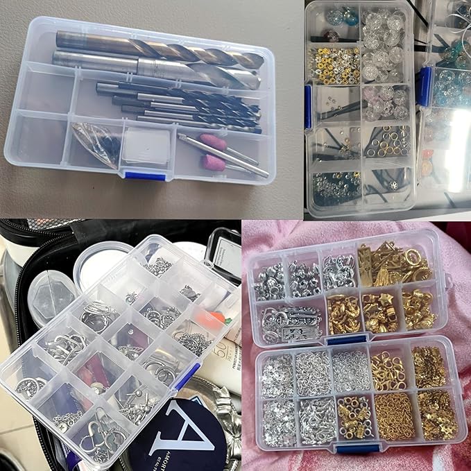 Xiaoyztan Clear Plastic Organizer, 8 Grids with Adjustable Dividers, Jewelry Box Bead Storage Container for Small Parts, Fishing Tackle, DIY Crafts, and Earrings