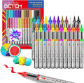 Betem Paint Markers Acrylic Paint Pens, 24 Colors Brush Tip Water Based Markers with Direct Ink System, Permanent Marker Colored Pens, Art Supplies for Rock Painting, Wood, Fabric, DIY Crafts Gift