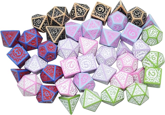SmartDealsPro Retro Polyhedral Dice Sets with Pouches for D&D DND RPG MTG Dungeon and Dragons Table Board Roll Playing Games D4 D6 D8 D10 D% D12 D20