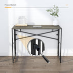40 inch Folding Desk, Writing Gaming Computer Camping Desk, No Assembly Required Home Office Table, Black Oak