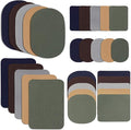 30 Pieces Twill Fabric Patches Fabric Repair Patches Iron on Twill Patch Clothing Repair Patch Kit for Jacket Clothes, 5 Colors and 3 Sizes, 4.9 x 6.9 Inches, 3.7 x 4.1 Inches, 2 x 3 Inches