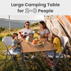 Large 46.4" Camping Table for 2-6 People - 220lbs Capacity Heavy Duty Foldable Outdoor Table with Aluminum Roll-Up Top & Carry Bag, Portable Picnic Desk for BBQ, Tailgating, Backyard (Natural)