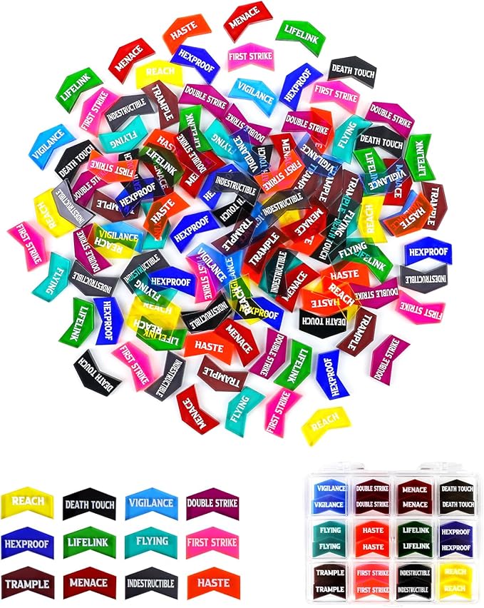 122PCS MTG Keyword Tokens & Dice & Life Counter Set for MTG Accessories, Health Tracker Life Counter Bulk Ability MTG Dice Set, Compatible with TCG CCG Magic Card Gaming Accessories