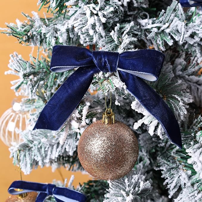 LaRibbons Thin Velvet Ribbon 3/8 Inch x 25 Yards, Navy Velvet Ribbon for Christmas Tree, Gift Wrapping, Wreath Bow, Outdoor Decoration