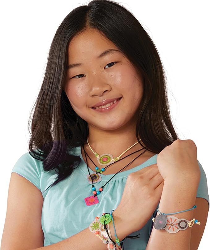 Spirograph Shrink Charms, Friendship Bracelet Kit, Bracelet Making Kit for Girls, Arts and Crafts for Kids, Drawing Kit, Girls Bracelet, for Kids, Ages 8+
