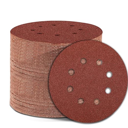 150 Grit 5 Inch Sanding Discs Hook and Loop Sandpaper, 150 PCS 8 Hole Adhesive Medium Grit Sand Paper for Random Orbital Sander