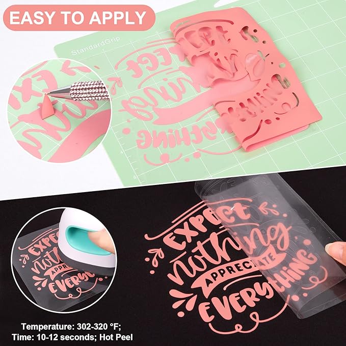 VINYL FROG Heat Transfer Vinyl Roll HTV Vinyl - 12" x5ft Coral Iron on Vinyl for T-Shirts, Heat Press Vinyl for DIY Craft Designs (Coral)