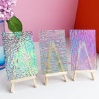 ILLUCKAI 12 Sheets Clear Textured Stained Glass Sheet, 4 x 6 inch Rainbow Iridescent Cathedral Art Glass Variety Textures, Stained Glass Supplies for Stained Glass Projects and Mosaic Crafts