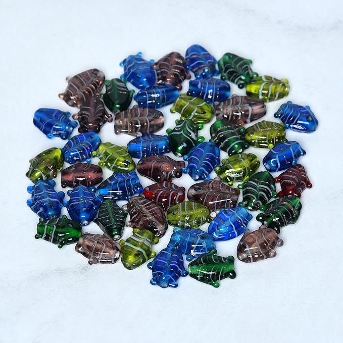 2/3 LB Bag of Assorted Glass Fish Beads for Jewelry Making, Lampwork Murano Bead Mix for Bracelets and Necklaces, Crafting Beads Supplies Kit, Large & Small Beads (Fish Mix)
