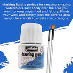 Pebeo Drawing Gum Made in France - Masking Fluid for Watercolor Painting and Various Art Projects - Bundled with Moshify Applicator Brush Set