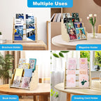 Greeting Card Display Stand , Acrylic Sticker Display Holder for Vendors, Counter Retail Display Rack , 4-Tiered Wooden/Acrylic Display stand for postcard /Brochure/Photos/Picture