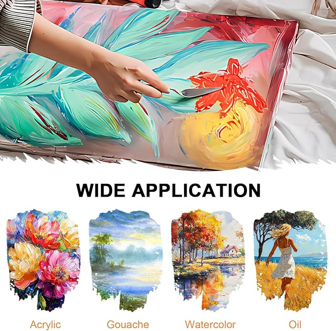 Nicpro 36pcs Paint Brush Set, Professional Paintbrushes with Palette Knife and Cloth Roll, Suitable for Acrylic Painting, Oil, Watercolor, Gouache, Art Supplies for Artists & Beginners (Wooden Color)