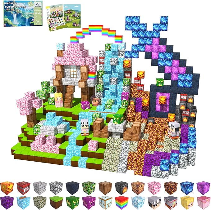 150PCS Magnetic Blocks, Magnetic Building Blocks, Magnet Blocks for Kids Age 3-5 4-8 8-12, STEM Sensory Educational Magnet Stacking Toys Boys Girls Gifts
