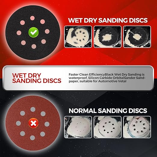 100PCS 5 inch Silicon Carbide Sanding Discs 1500 Grit, Wet Dry Orbital 5 Sander Hook and Loop Sandpaper Disc Ultra Fine Grit, Best for Metal,Automotive Precision Polishing