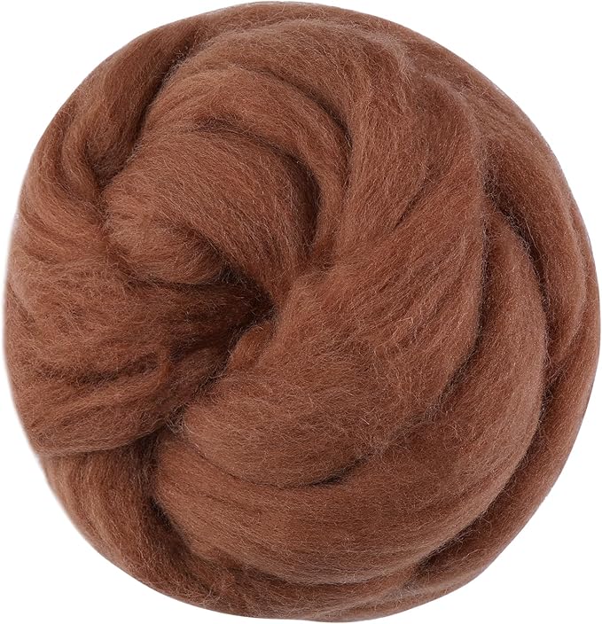 3.53oz Wool Roving Yarn, Wool Felting Supplies, Pure Wools, Chunky Yarn, Spinning Wool Roving for Needle Felting Wet Felting DIY Hand Spinning (Dark Coffee)