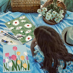 Cholemy 36 Pcs Paint and Sip Kit for Adults 8''x10'' Pre Drawn Canvas for Painting DIY Afro Acrylic Painting Kit Wood Easel Brushes Date Night Bulk for Christmas Party Gifts(Flowering)