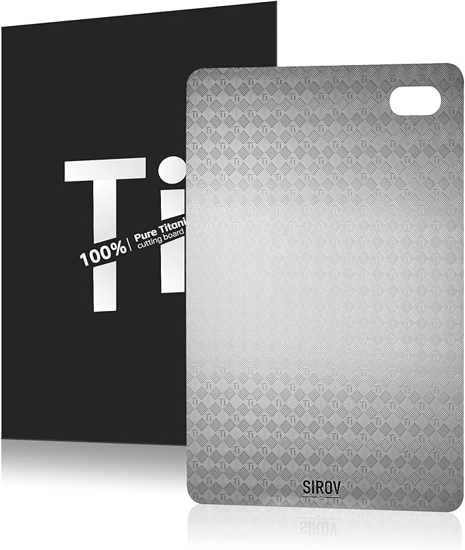 Titanium Cutting Board, 100% Pure Titanium Cutting Boards for Kitchen, Non Toxic Food-Grade Chopping Board, Hygienic, Dishwasher Safe, Chessboard Pattern Cutting Board 13”L*10”W