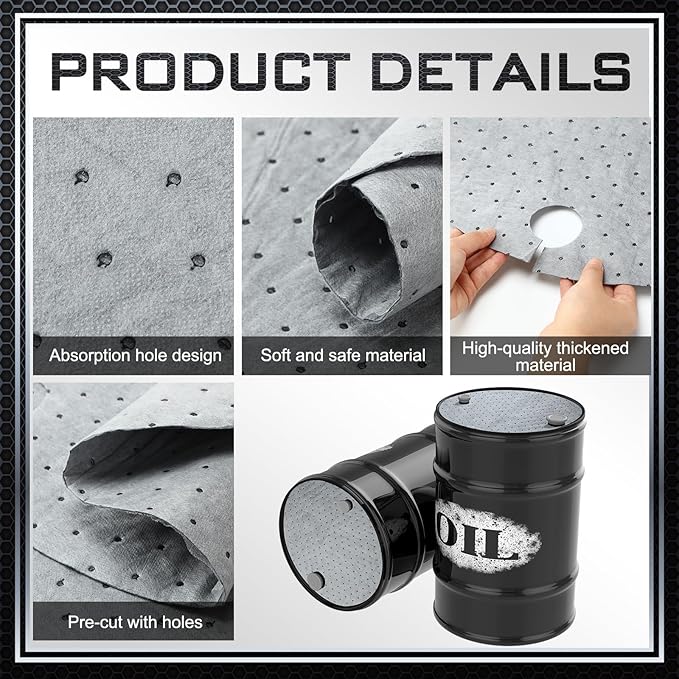 Frienda 25 Pcs Drum Top Absorbent Pads for 55 Gallon Drums Barrel Oil Absorbent Pads Mat 22 Inch Diameter Lid Oil Mat with Bungs 0.75 Inch Diameter and 2 Inch Diameter, Gray