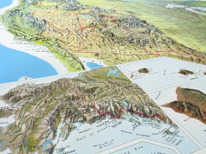 Hubbard Scientific 3D United States Map | A True Raised Relief Map - You Can Feel the Terrain | Vacuum-formed Molded | 34.5″ x 22″ | Detailed Topography
