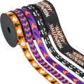 MEEDEE 3/8 inch 1 inch Halloween Ribbon Set Spooky October Ribbon Assortment 5 Rolls 10 Yards Halloween Crafts, Fall Gift Wrap, Party Decorations, Autumn Wreaths, Trim Bundle, Wreath Bow Supplies
