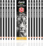 Charcoal Pencils for drawing, Set of 12, Charcoal Drawing Pencils (S-Soft, Soft, Medium, Hard), Art Supplies for Artist, Sketching, Shading
