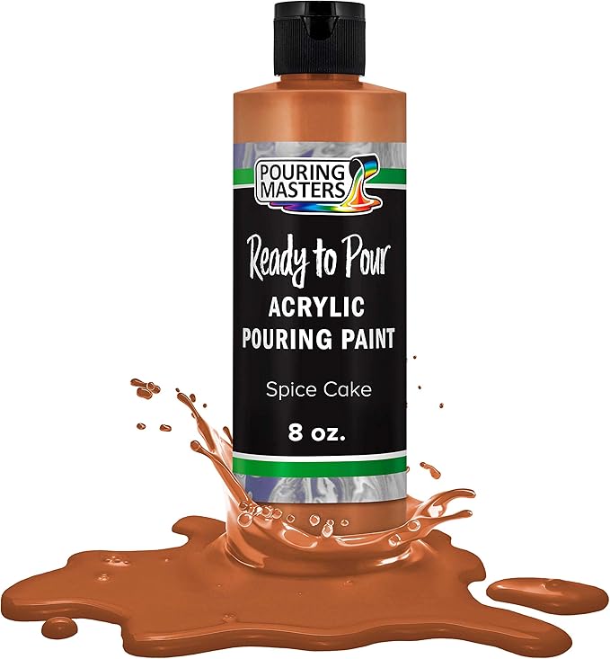 Pouring Masters Spice Cake Ready to Pour Acrylic Pouring Paint - Premium 8-Ounce Pre-Mixed Fluid Acrylic Paint - Fluid Art Supplies for Canvas, Wood, Paper, Tile & Rocks