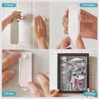 Picture Hangers for Sawtooth/Wire Back Frames, 8 Sawtooth Picture Hangers/Wire Back Hangers, 12 Large Removable Adhesive Strips, Damage Free Picture Hanging Hooks Heavy Duty, No Nails Picture Hooks