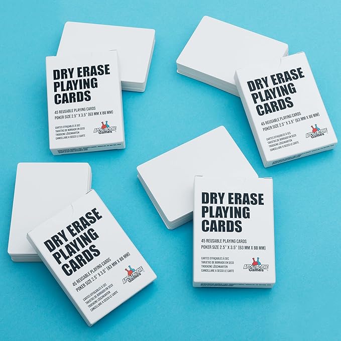 Dry Erase Blank Playing Cards w/Box, Poker Size - 2.5" x 3.5", 180 Reusable Cards, Flash Cards, Board Game & Note Cards