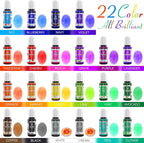 Alcohol Ink Set - 22 Colors x 0.35oz Alcohol Based Ink for Epoxy Resin Painting, Resin Petri Dish Making - Concentrated Alcohol Paint Color Dye for Resin Art, Coaster, Yupo, Tumbler Making - 10ml Each