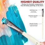 DUGATO Artist Paint Brushes Set 10pcs for Acrylic Oil Watercolor Gouache Paint by Numbers, Art Face and Body Professional Miniatures Painting Kits with Anti-Shedding Nylon Hair Tips Paintbrushes
