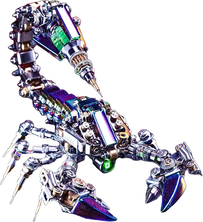 Mostarle Cyberpunk Rage Scorpion 3D Metal Puzzle, DIY Sci-Fi Model with with Glowing LED Core, Magnetic Assembly, Creative Gift & Futuristic Home Décor for Adults & Teens