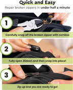 ZlideOn Zipper Pull Replacement - Black, Normal Multipack (4 Pieces) - Instant Zipper Replacement Slider for Narrow Zippers