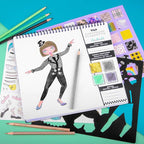 Fashion Angels I Just Wanna Dance Fashion Sketch Set, Create Dance-Themed Outfits with 35 Sketch Pages, 100+ Stickers & Stencils, Fun Craft Kit for Kids