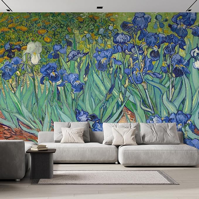 wall26 Irises by Vincent Van Gogh Dutch Impressionism 20th Century Artist Peel and Stick Large Wall Mural, Removable Wallpaper, Home Decor - 132x168 inches