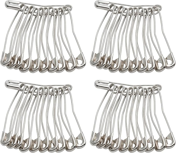 100Pcs Curved Safety Pins Size 3, 2" / 50mm Quilting Basting Pins, Bent Safety Pins for Quilting and Knitting (Sliver)