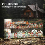 Weird House PET Tape Set with Clip, 6 Rolls of Vintage Town Stickers for Scrapbooking, Journaling, DIY Crafts, and Planners